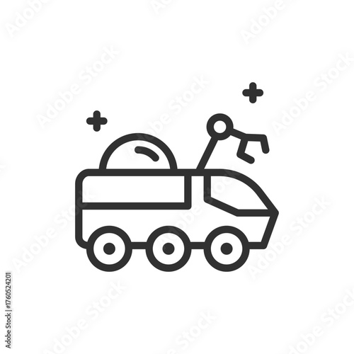 Mars rover, linear icon. Space research and planetary exploration. Line with editable stroke.