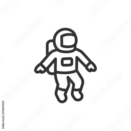 Astronaut, linear icon. Space explorer in suit and helmet. Line with editable stroke.