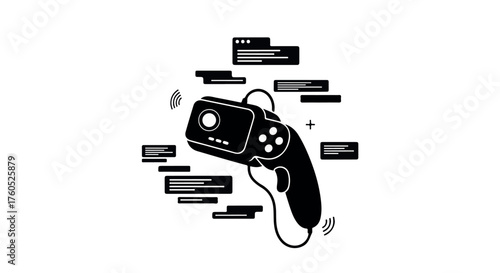 Immersive virtual reality controller surrounded by abstract digital code and data streams