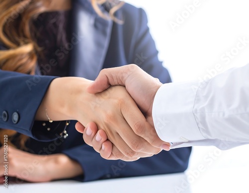 Sealing the deal with a firm handshake, symbolizing partnership and trust in a professional business setting, creating a positive and collaborative atmosphere