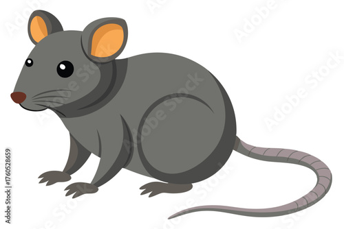 Cute Cartoon Rat Illustration – Adorable Gray Rodent Character Artwork