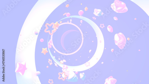 3D render abstract stars tunnel.