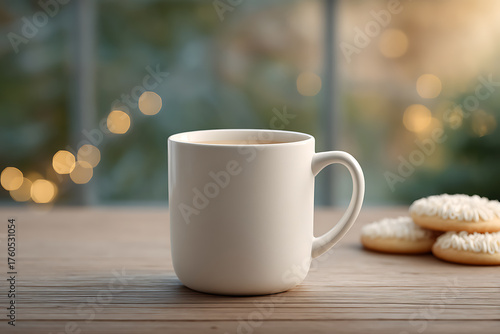 Wallpaper Mural Cozy winter scene with a warm coffee mug and cookies on a wooden table indoors Torontodigital.ca