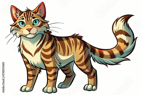 Realistic Bengal Cat Illustration – Detailed Brown Spotted Feline Artwork