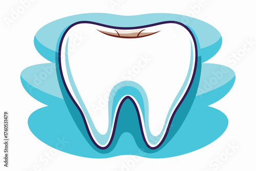 Cute Cartoon Tooth with Leaves - Healthy Clean Tooth Dental Vector Illustration