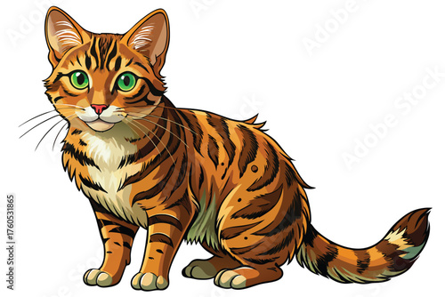 Realistic Bengal Cat Illustration – Detailed Brown Spotted Feline Artwork