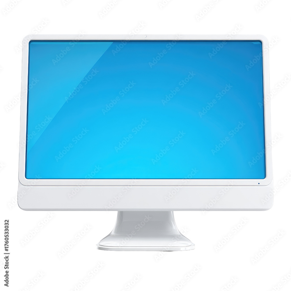 Fototapeta premium White computer monitor with a vibrant blue screen