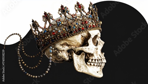 Ornate Crown Adorning a Skull Side Profile