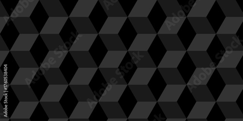 Seamless abstract black and gray background from cubes and lines. Geometric tiles and mosaic creative stylish seamless pattern block cube background. minimal hexagon Cubes mosaic shape vector design	
