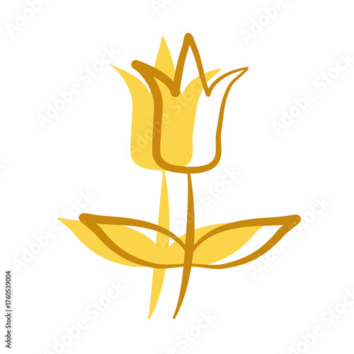 yellow golden tulip flower icon vector design