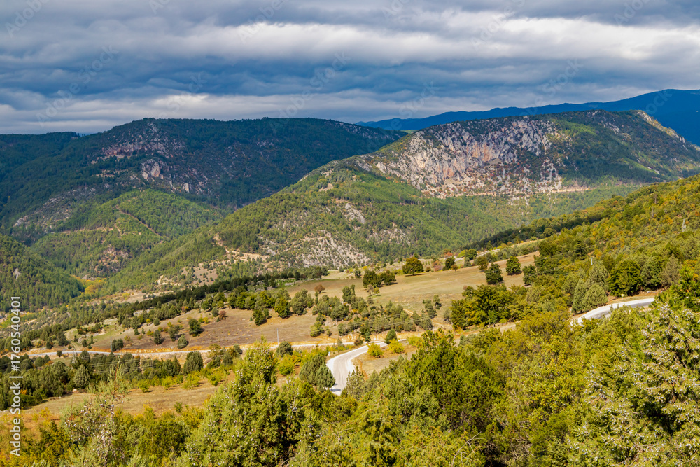 Fototapeta premium Colorful mountain landscape with autumn foliage
