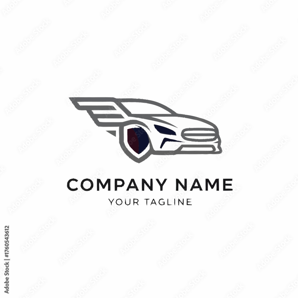 Fototapeta premium Modern car logo with shield and wings for company branding.