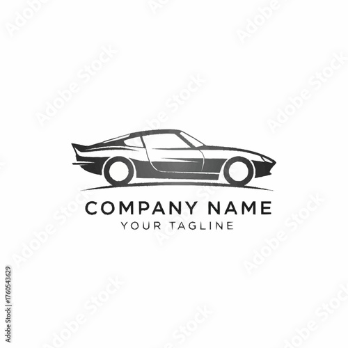 Classic sports car side view vector logo design.