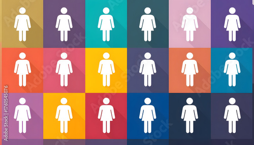 Modern pastel circular infographic with combined gender icons for equality, inclusivity, and diversity awareness.