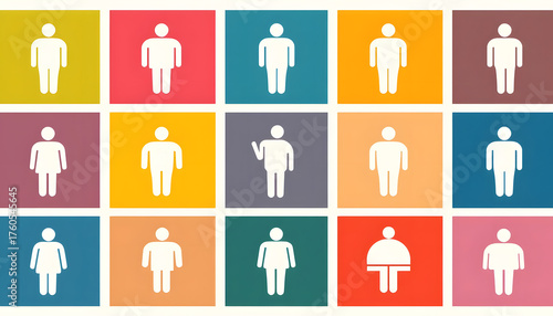 Elegant pastel infographic combining multiple gender symbols in a balanced circular layout for inclusion concept