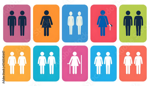 Colorful circular composition merging gender symbols in modern pastel tones, symbolizing diversity and unity