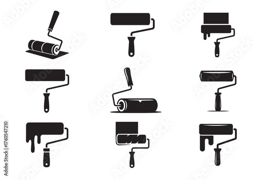 Paint roller icon, Paint roller solid vector