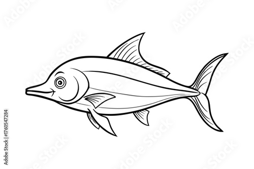 Fish Line Art – Simple Marine Animal Outline Illustration