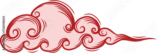 Chinese or Japanese red clouds. Oriental graphic decent modern with decorative Asian festival elements.