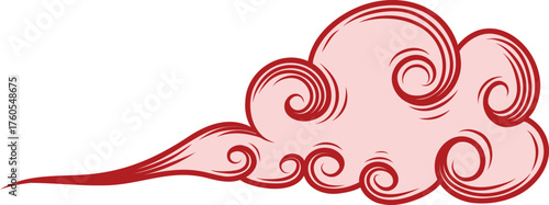 Chinese or Japanese red clouds. Oriental graphic decent modern with decorative Asian festival elements.