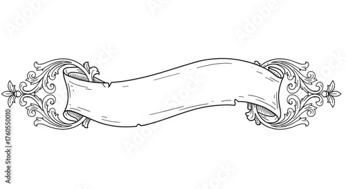 Ornate decorative banner with floral details for labeling purposes  