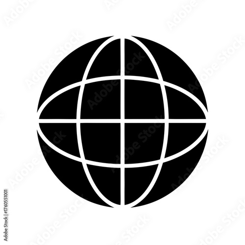 Illustration of a globe with meridians and parallels on transparent background