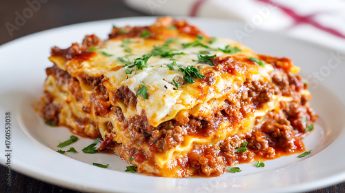 Wallpaper Mural A delicious slice of classic homemade Italian lasagna with a rich meat sauce Torontodigital.ca