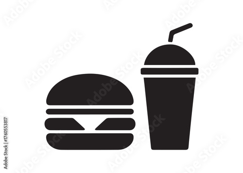 Burger and drink icon, Burger and drink solid vector