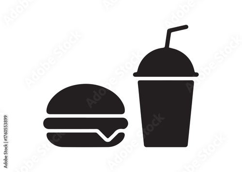 Burger and drink icon, Burger and drink solid vector