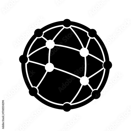 Black and white globe network connection illustration on transparent background