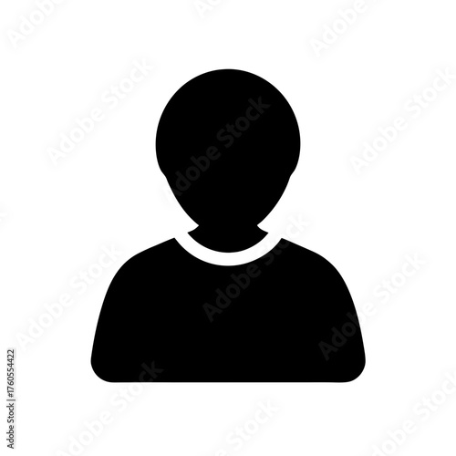 Silhouette of a person with a round head and shoulders on transparent background