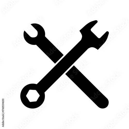 Crossed wrenches representing repair and maintenance on transparent background