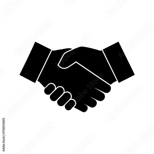 Silhouette illustration of a handshake agreement on transparent background