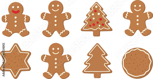 Festive christmas gingerbread cookies collection isolated on holiday treats vector