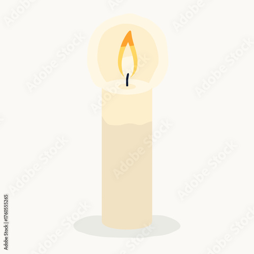 Single candle burning on white background, World AIDS Day remembrance