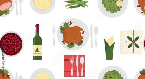 Gourmet food collage seamless pattern fresh ingredients culinary delights appetizing presentation vector