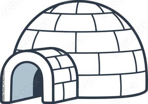 Simple igloo arctic shelter snow house illustration minimalist style vector