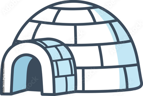 Cartoon igloo arctic dwelling simple illustration cold climate winter shelter traditional inuit home vector