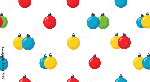 Vibrant christmas baubles seamless pattern festive holiday decoration background vector