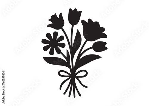 Flower bouquet icon, Flower bouquet solid vector