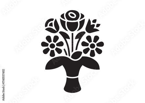 Flower bouquet icon, Flower bouquet solid vector