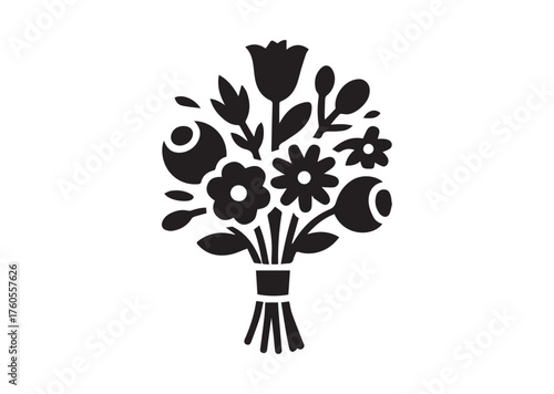 Flower bouquet icon, Flower bouquet solid vector