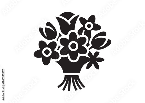 Flower bouquet icon, Flower bouquet solid vector