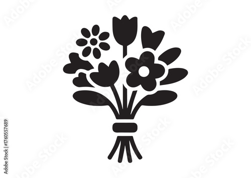 Flower bouquet icon, Flower bouquet solid vector