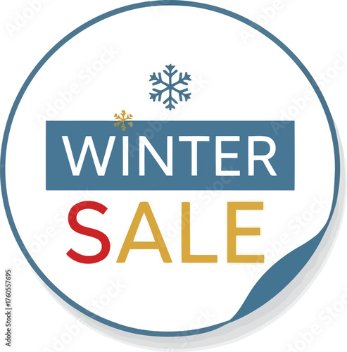 Winter sale sticker design festive seasonal discount promotion shopping event announcement graphic element vector