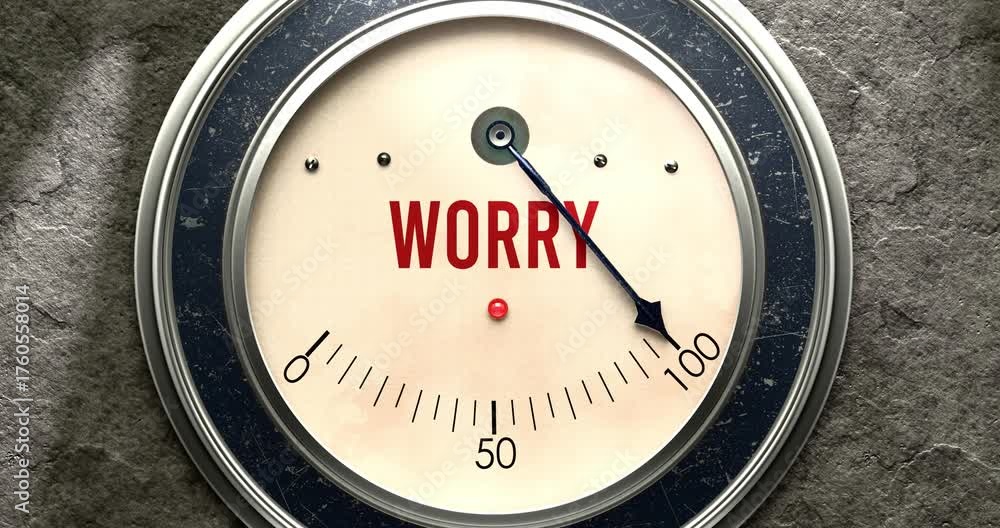Worry meter that is hitting a full scale, showing rising levels of ...