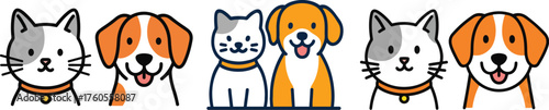 Simple Dog and Cat Icon Illustration Material