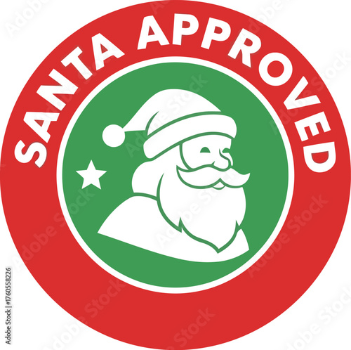 Santa approved stamp festive seal christmas holiday gift approval seal vector icon vector