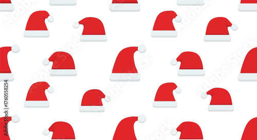 Festive christmas santa hat pattern seamless repeat holiday seasonal celebration vector