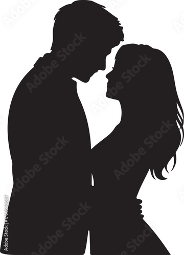Silhouette Portrait of a Couple Looking at Each Other with Love